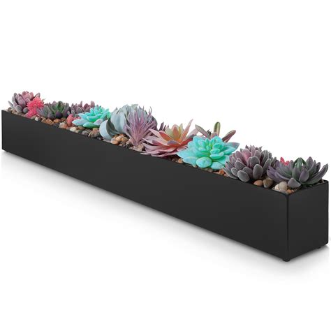 black metal planter boxes|rectangular plant box.